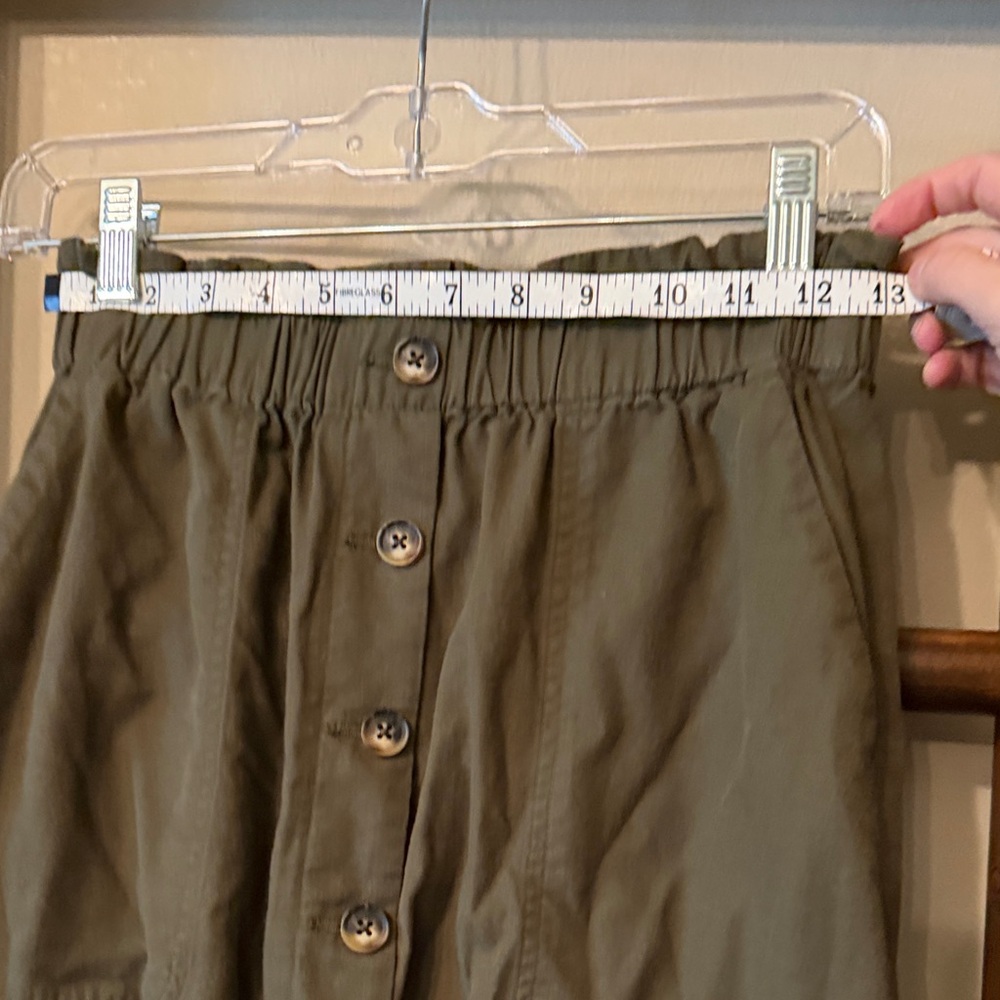 Madewell Olive Green Button-Front A-Line Skirt - Picture 5 of 6